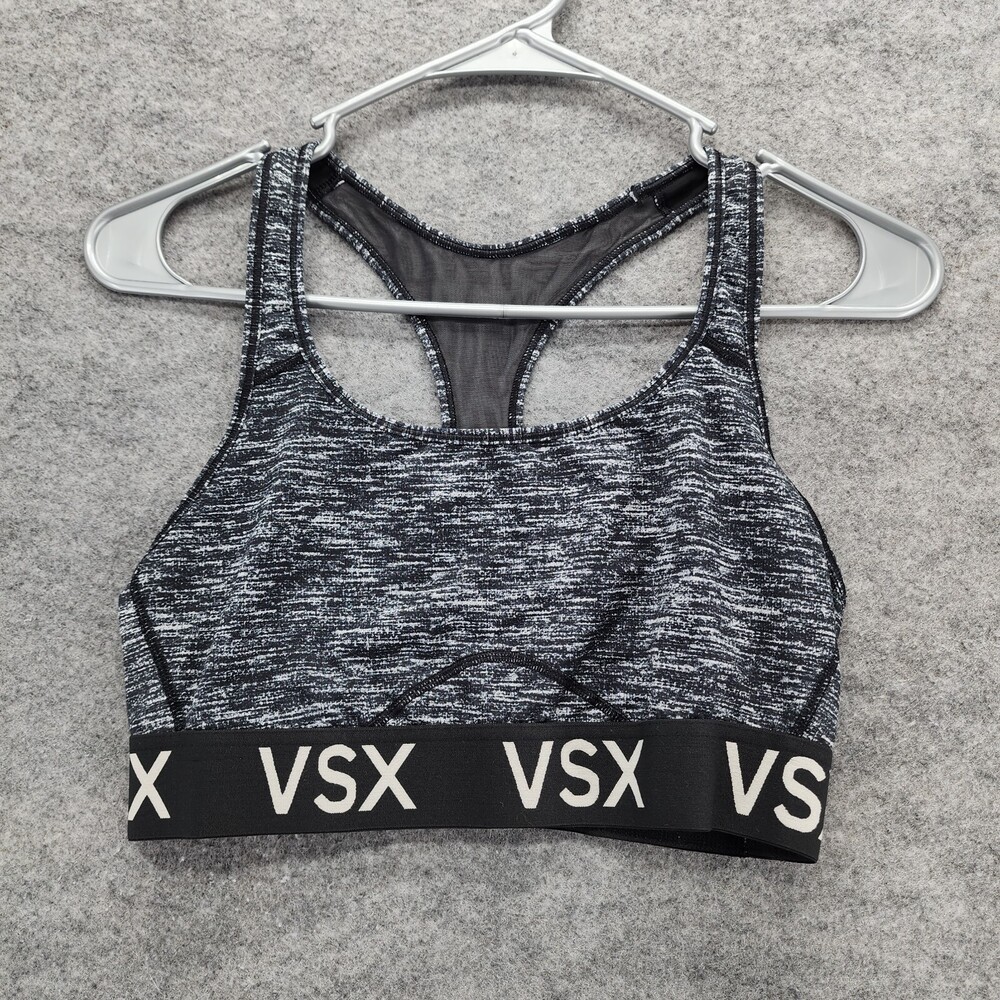 Victoria Secret VSX Sports Bra Womens Large Gray Athletic Logo
